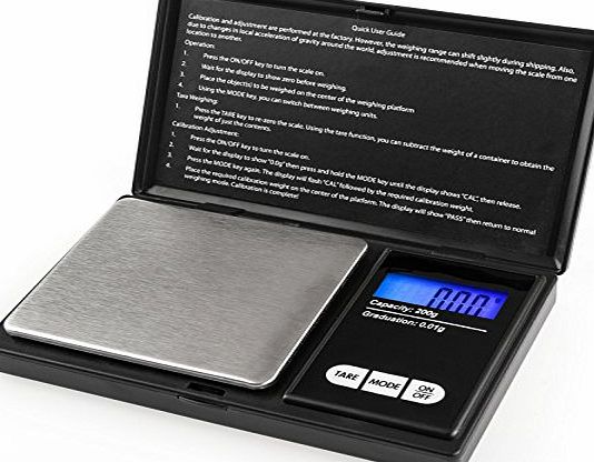 Savisto Digital Pocket Scale [200g Capacity - 0.01g Accuracy] with Back-Lit LCD Screen amp; Tare Function - Black